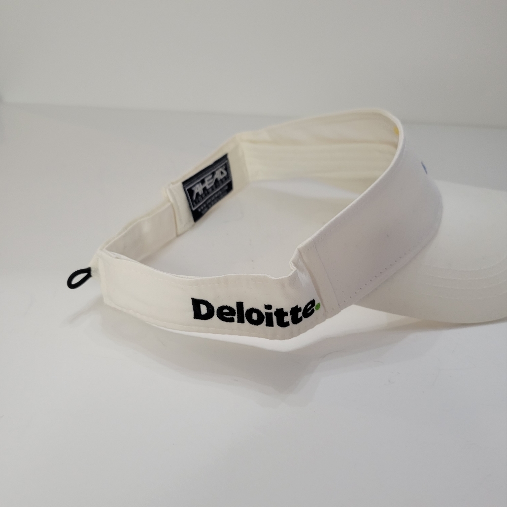 US OPEN TENNIS 2019 visor cap white Deloitte sponsor w velcro LIGHTWEIGHT NWOT - Picture 3 of 4